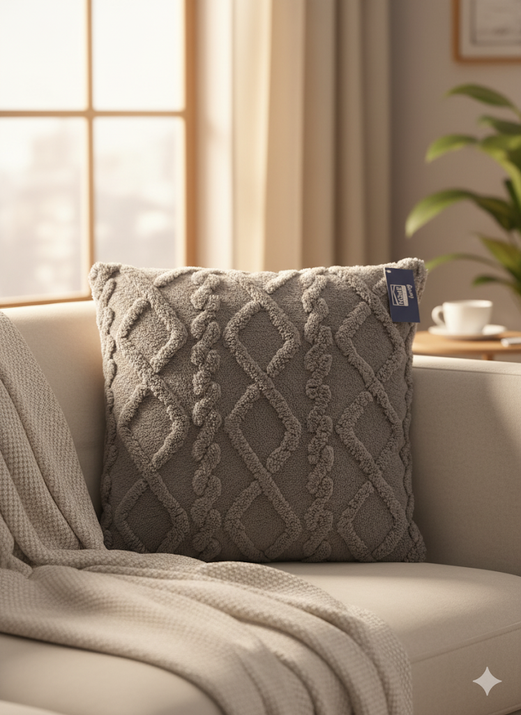 Homeliving Jacquard-Sherpa-Deko-Kissen 45x45 cm